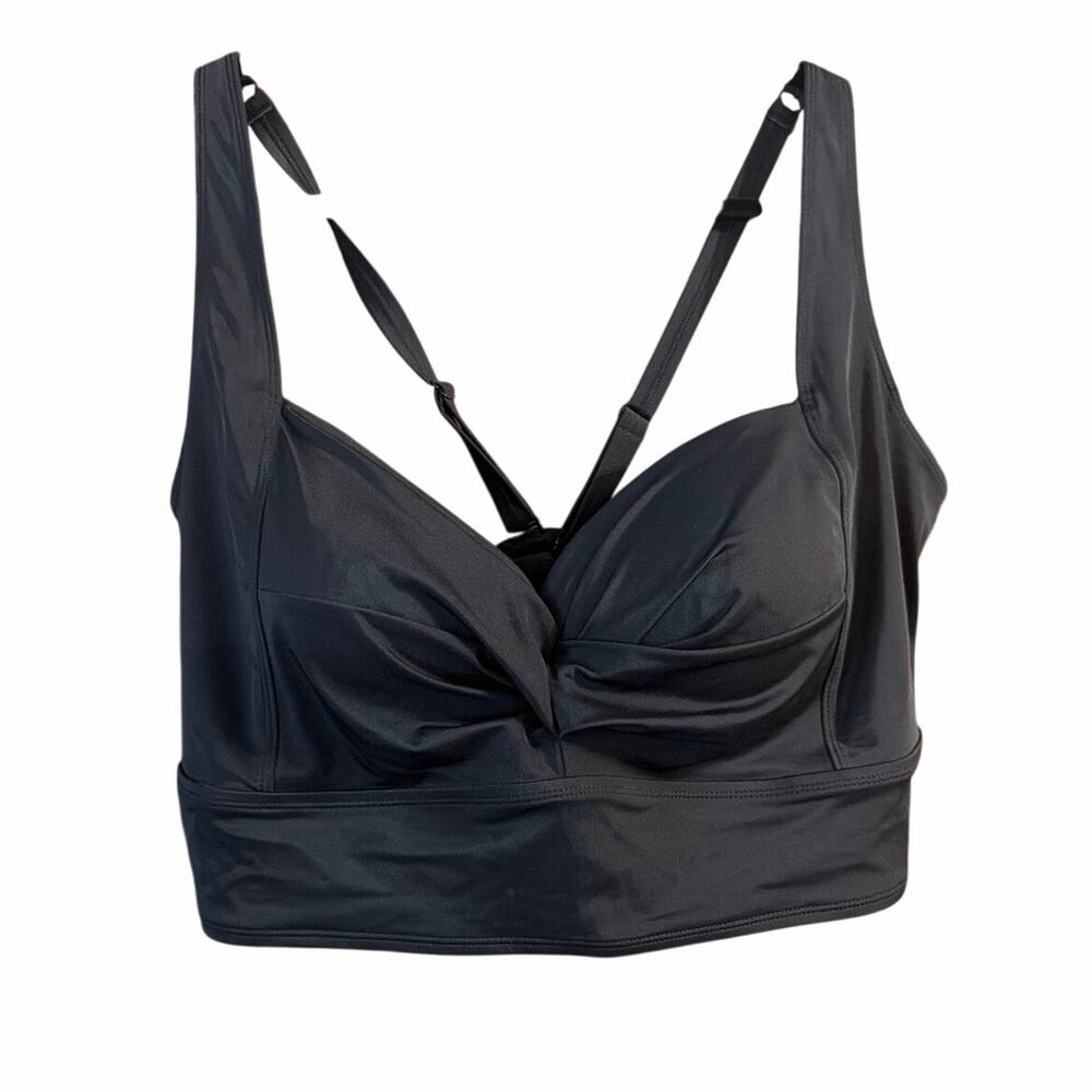 Torrid Womens Plus Size Black Long Line Cross Bikini Top Swim Swimwear Size 4 4X